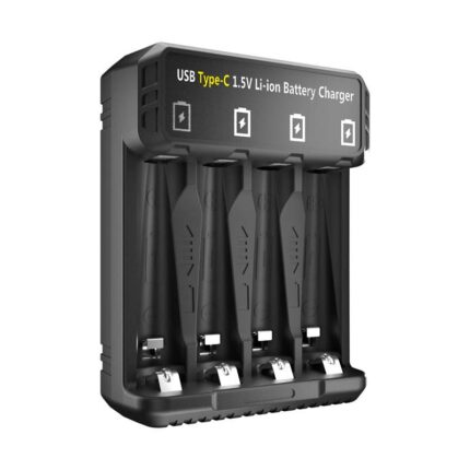 Smart Automatic 4-Slot Battery Charger for AA AAA 5W Output LED Illuminated LCD Display Rechargeable Discharge Function Model